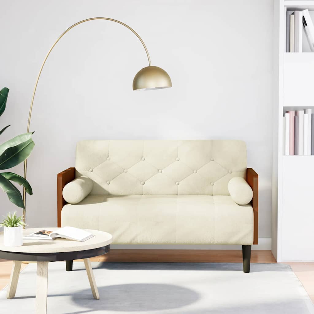 Canapé deux places avec traversins crème 110 cm velours