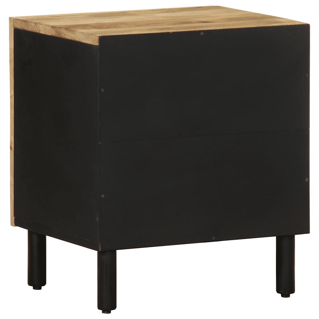 Bedside Table Black 40x33.5x46 cm Rough Mango Wood