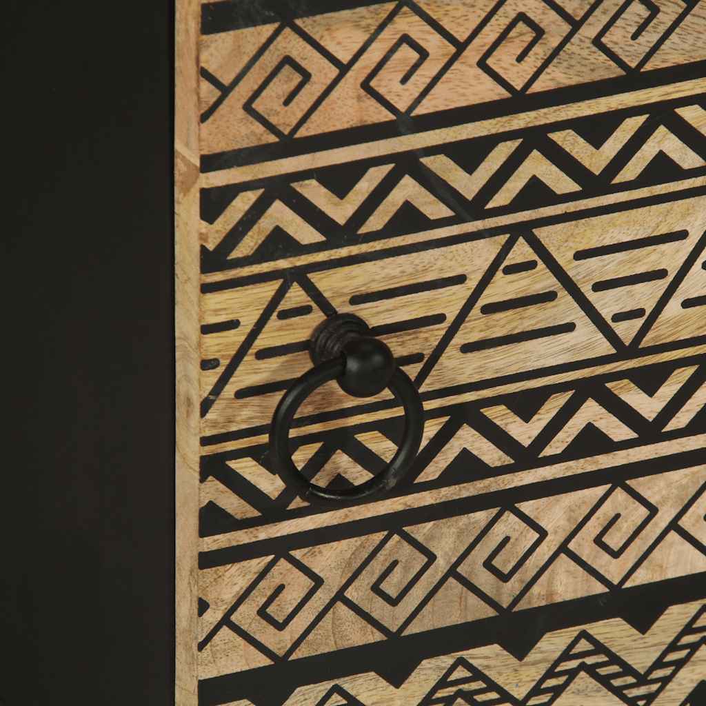 Bedside Table Black 40x33.5x46 cm Rough Mango Wood
