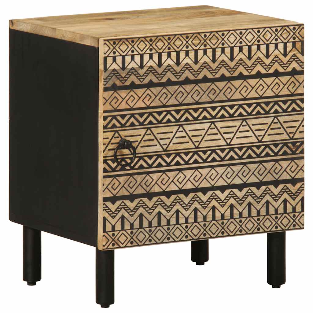 Tables de chevet 2 pcs. Noir 40x33,5x46 cm Bois de manguier brut