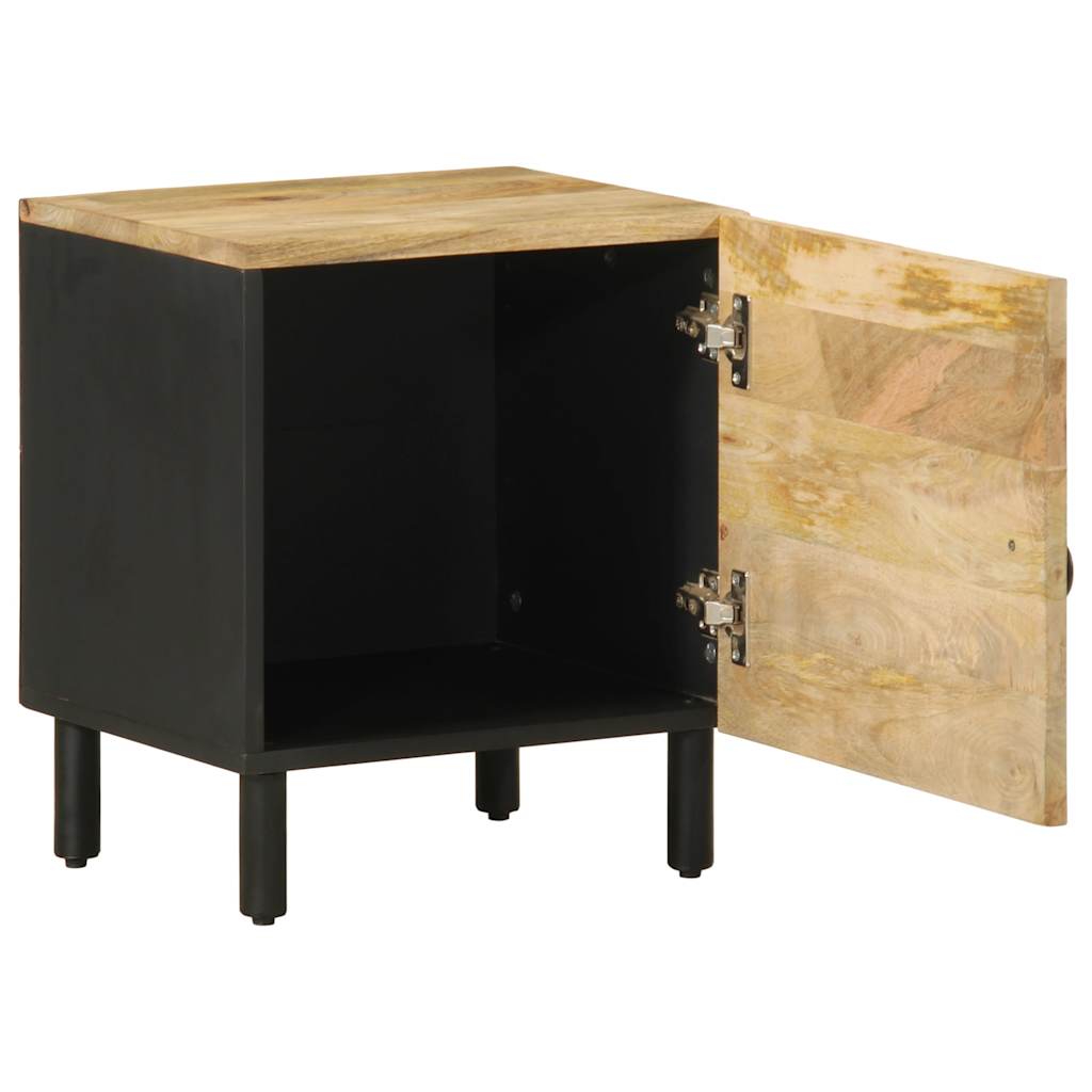 Tables de chevet 2 pcs. Noir 40x33,5x46 cm Bois de manguier brut