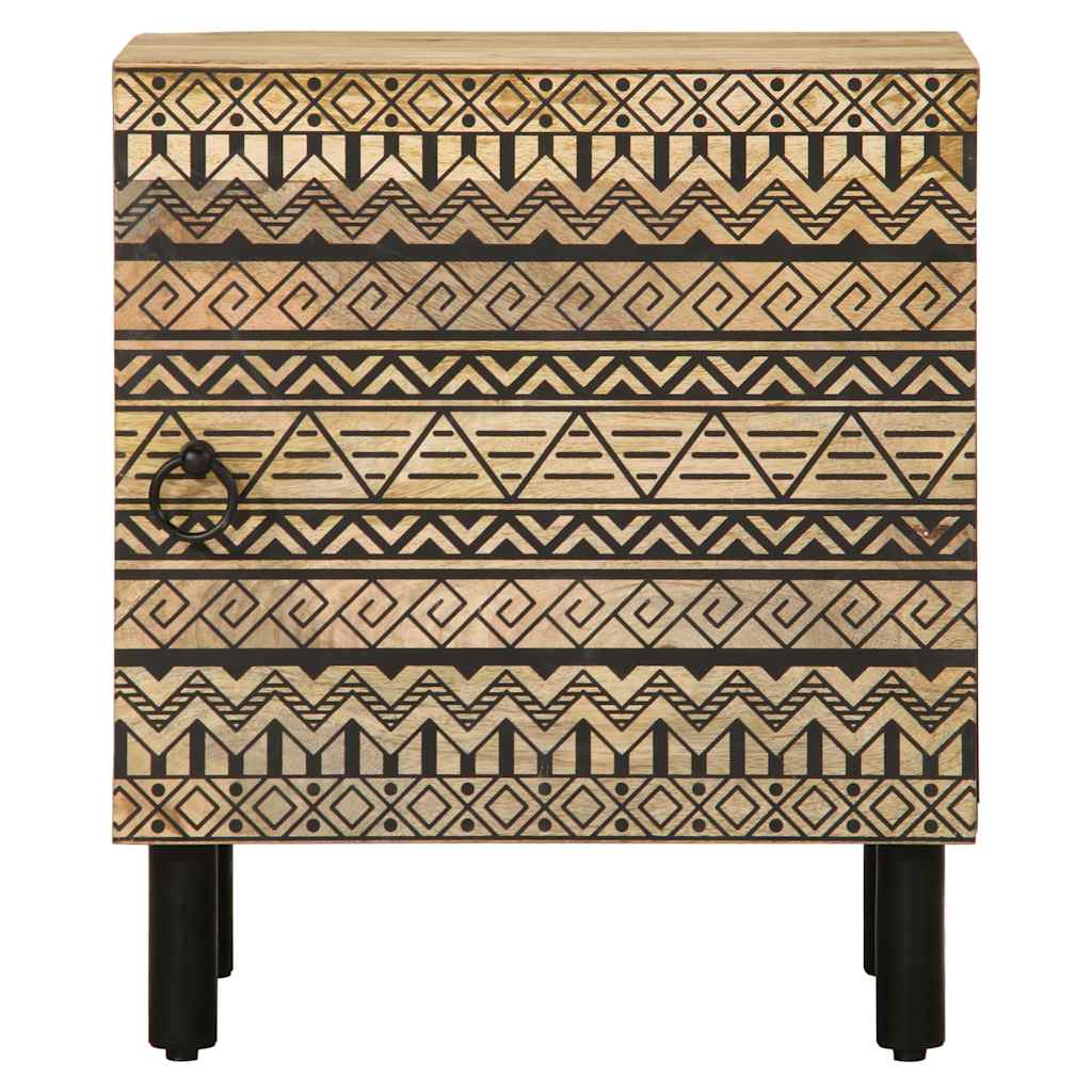 Tables de chevet 2 pcs. Noir 40x33,5x46 cm Bois de manguier brut