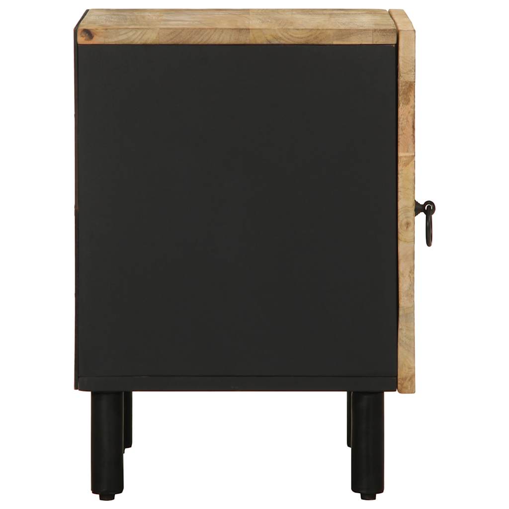 Tables de chevet 2 pcs. Noir 40x33,5x46 cm Bois de manguier brut
