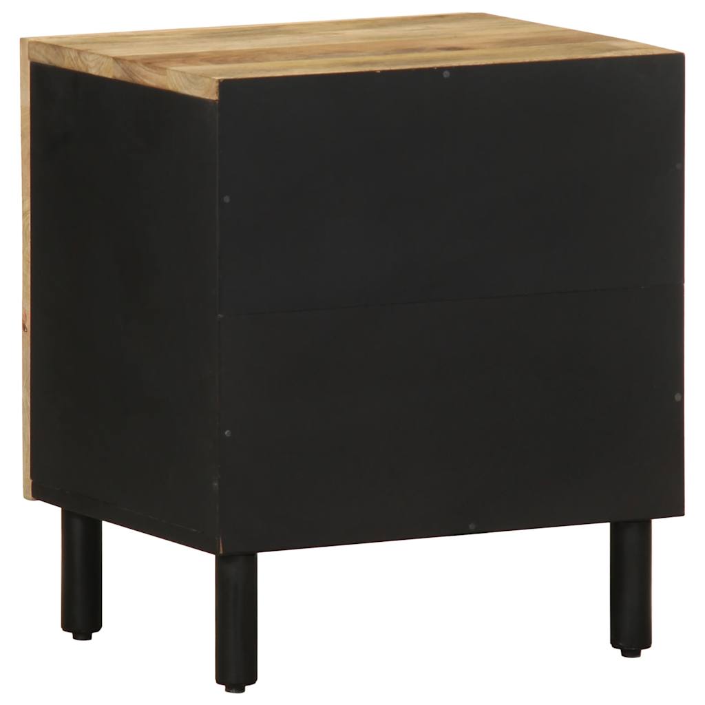 Tables de chevet 2 pcs. Noir 40x33,5x46 cm Bois de manguier brut