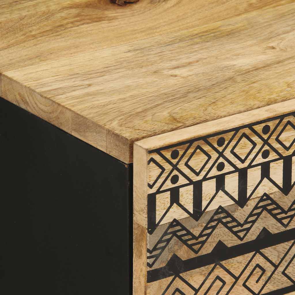 Tables de chevet 2 pcs. Noir 40x33,5x46 cm Bois de manguier brut