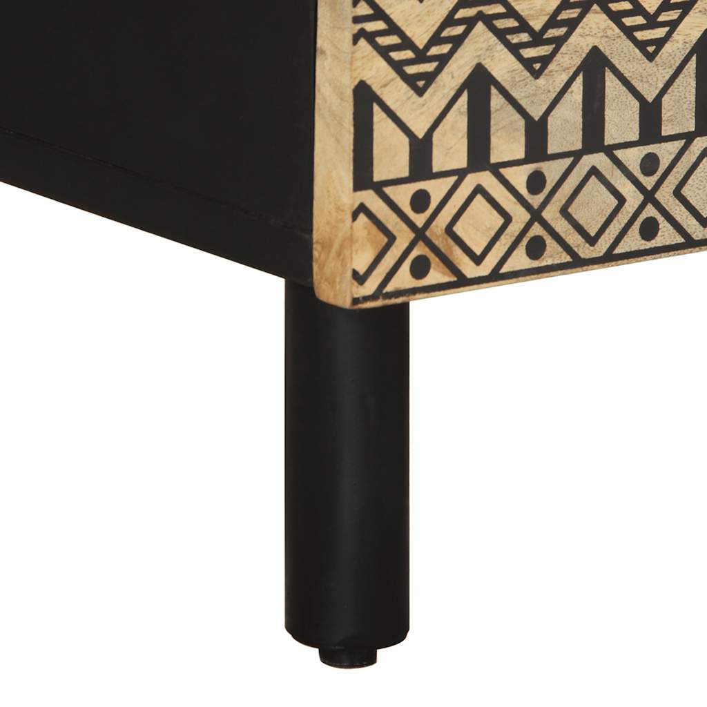 Tables de chevet 2 pcs. Noir 40x33,5x46 cm Bois de manguier brut