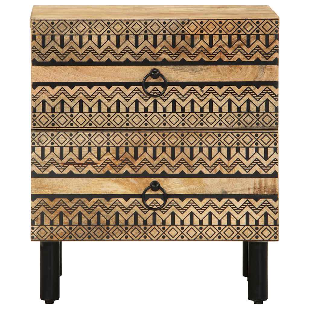 Bedside Table Black 40x33.5x46 cm Rough Mango Wood