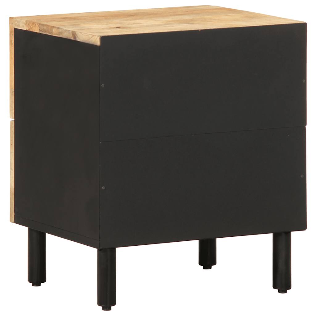 Bedside Table Black 40x33.5x46 cm Rough Mango Wood