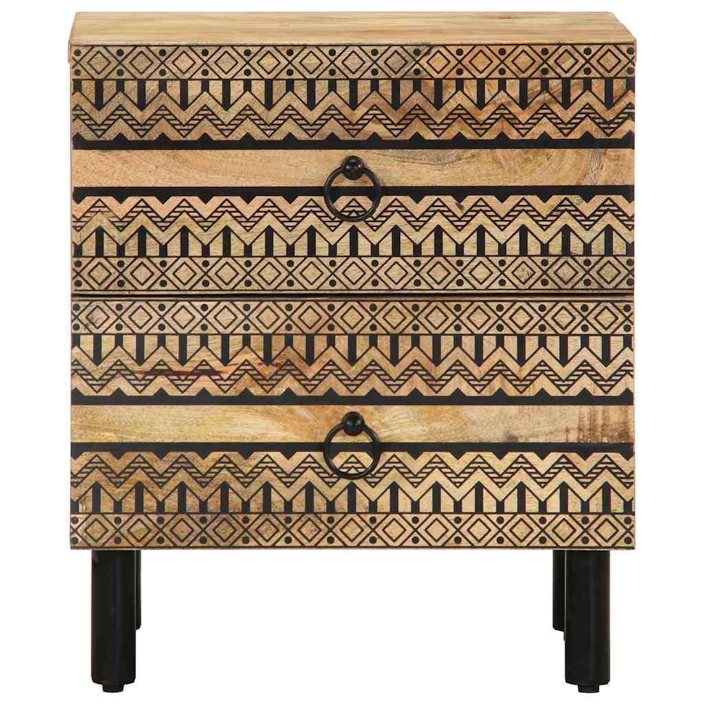 Tables de chevet 2 pcs. Noir 40x33,5x46 cm Bois de manguier brut