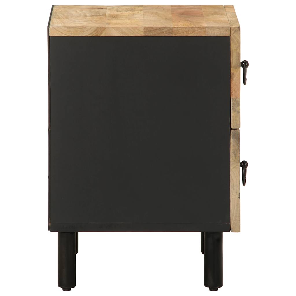 Tables de chevet 2 pcs. Noir 40x33,5x46 cm Bois de manguier brut