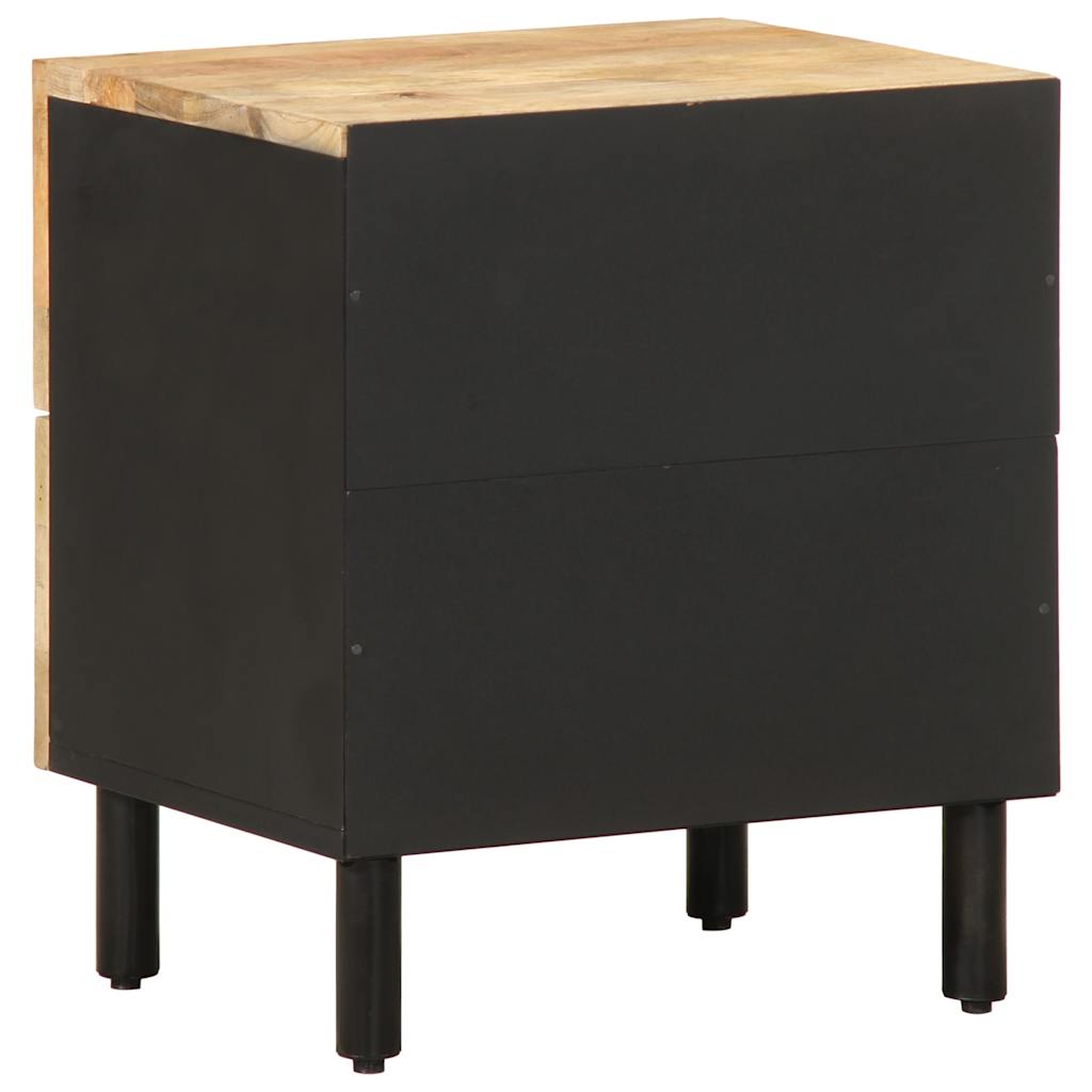 Tables de chevet 2 pcs. Noir 40x33,5x46 cm Bois de manguier brut