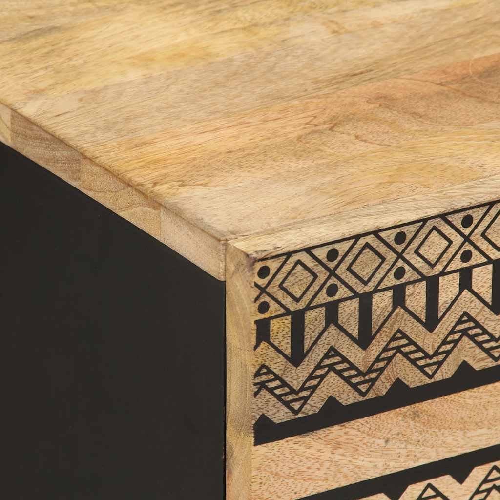 Tables de chevet 2 pcs. Noir 40x33,5x46 cm Bois de manguier brut