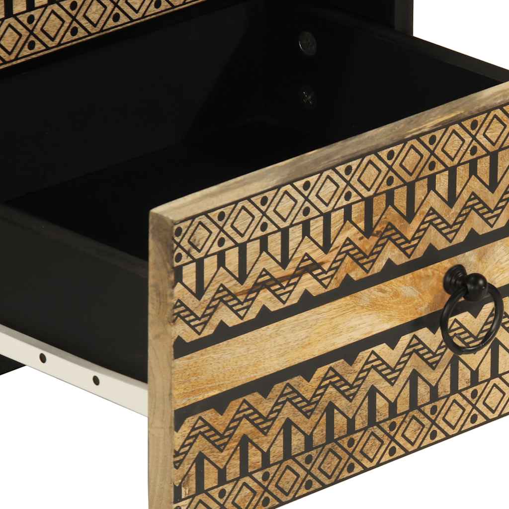 Tables de chevet 2 pcs. Noir 40x33,5x46 cm Bois de manguier brut