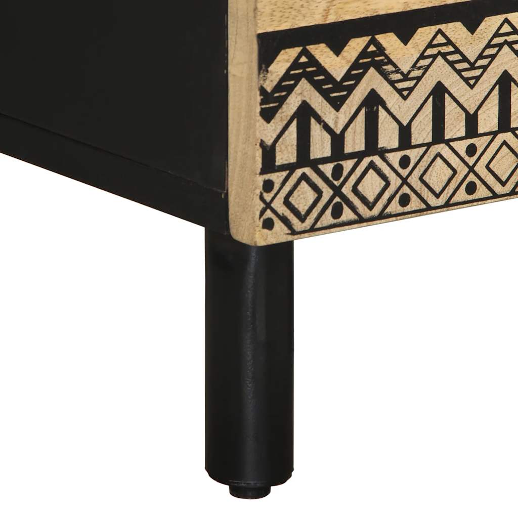 Tables de chevet 2 pcs. Noir 40x33,5x46 cm Bois de manguier brut