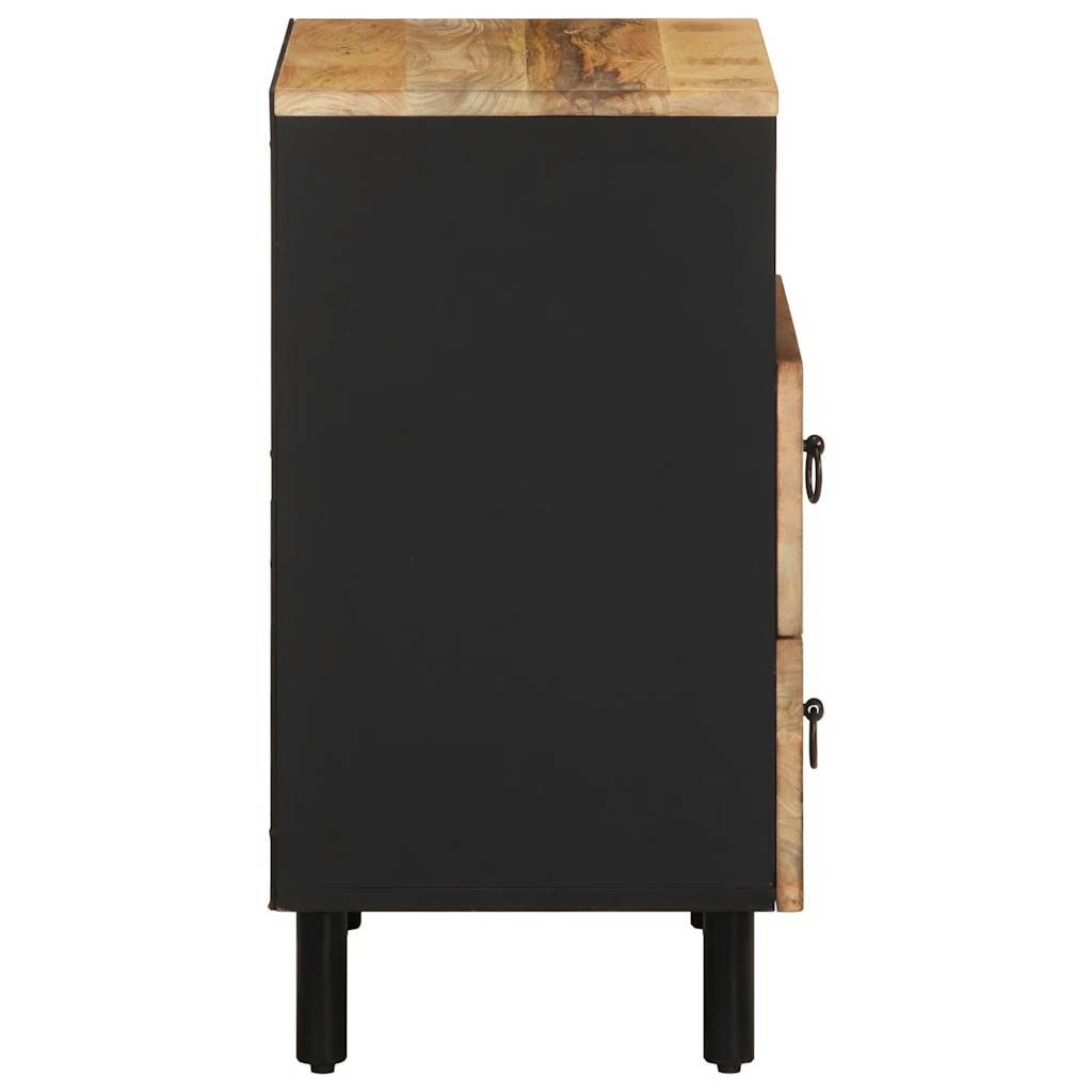 Bedside Table Black 50x33x62 cm Rough Mango Wood