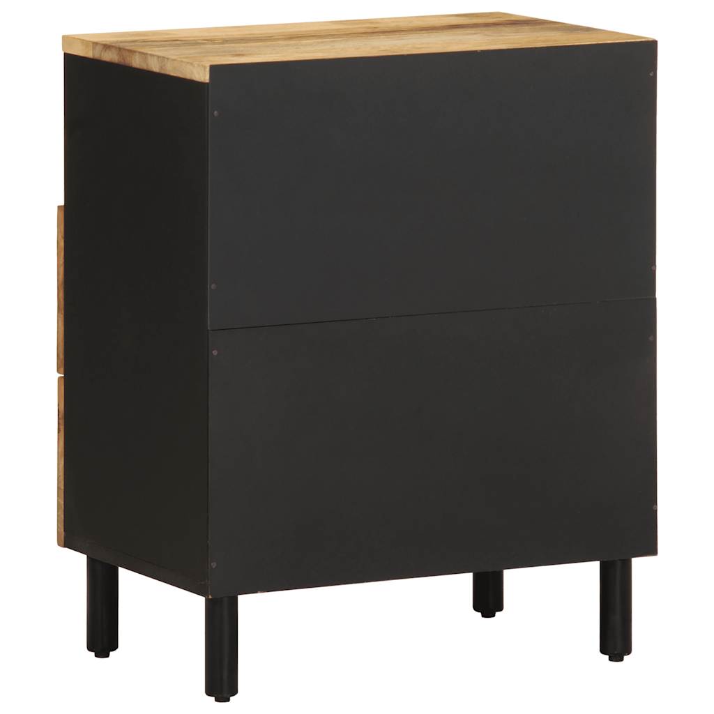 Bedside Table Black 50x33x62 cm Rough Mango Wood