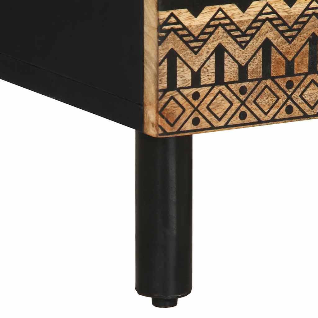 Bedside Table Black 50x33x62 cm Rough Mango Wood