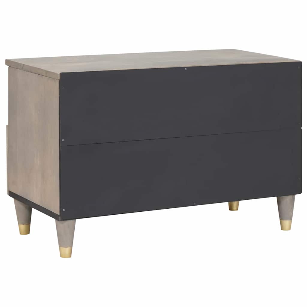 TV-Schränk mit Regal Grau und Gold Massivholz Mango