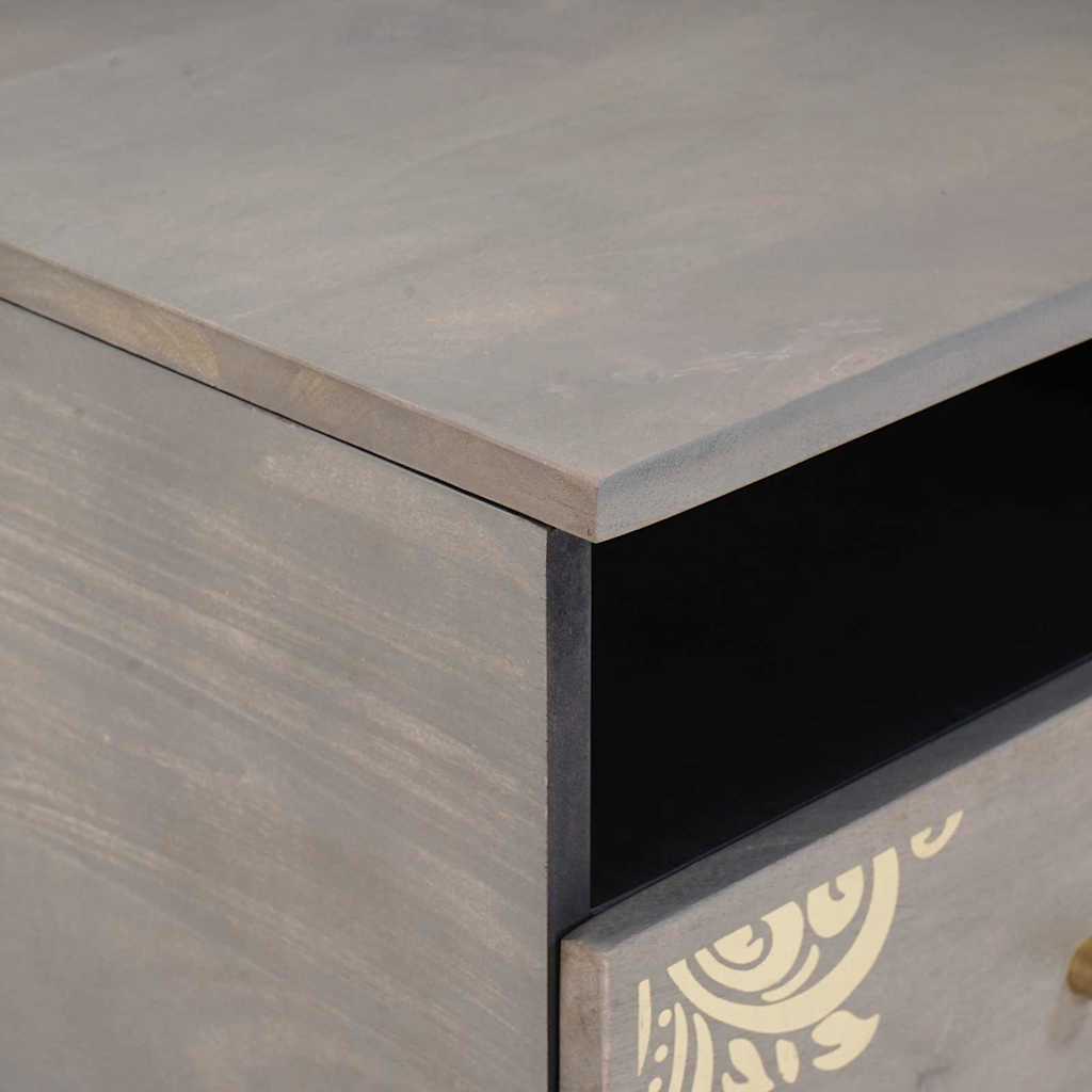 Couchtisch with Drawer Grau 80 x 54 x 40 cm massives Mangoholz