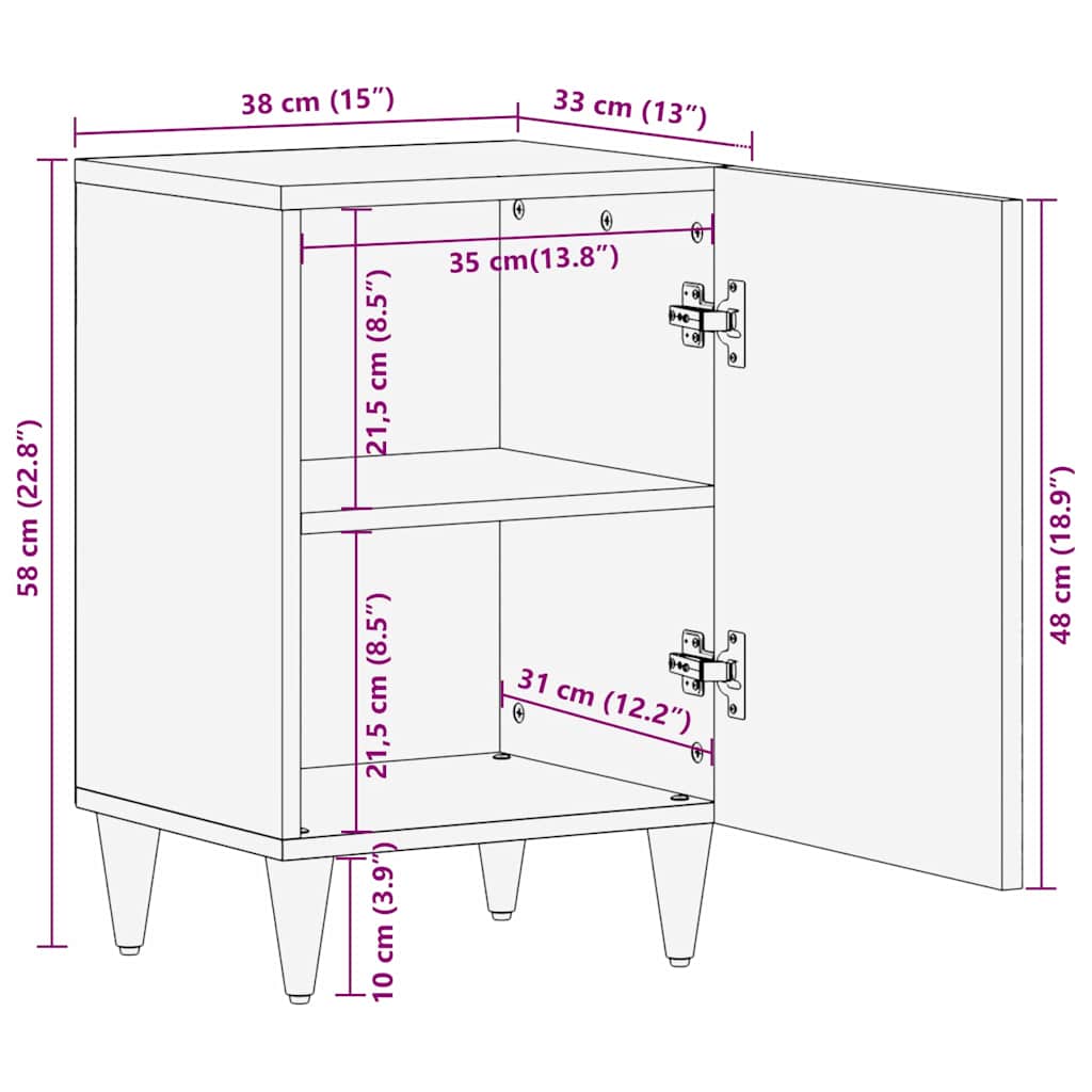 Badezimmerschrank Schwarz 38 x 33 x 58 cm Massivholz Mango