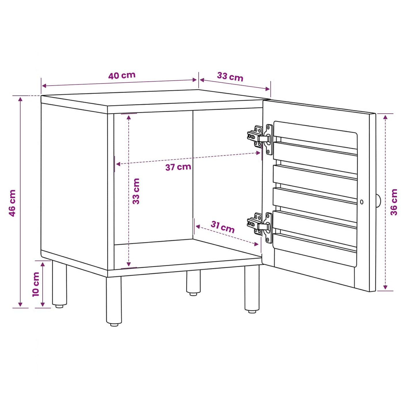 Nachttisch Natur 40 x 33 x 46 cm Massivholz Mango