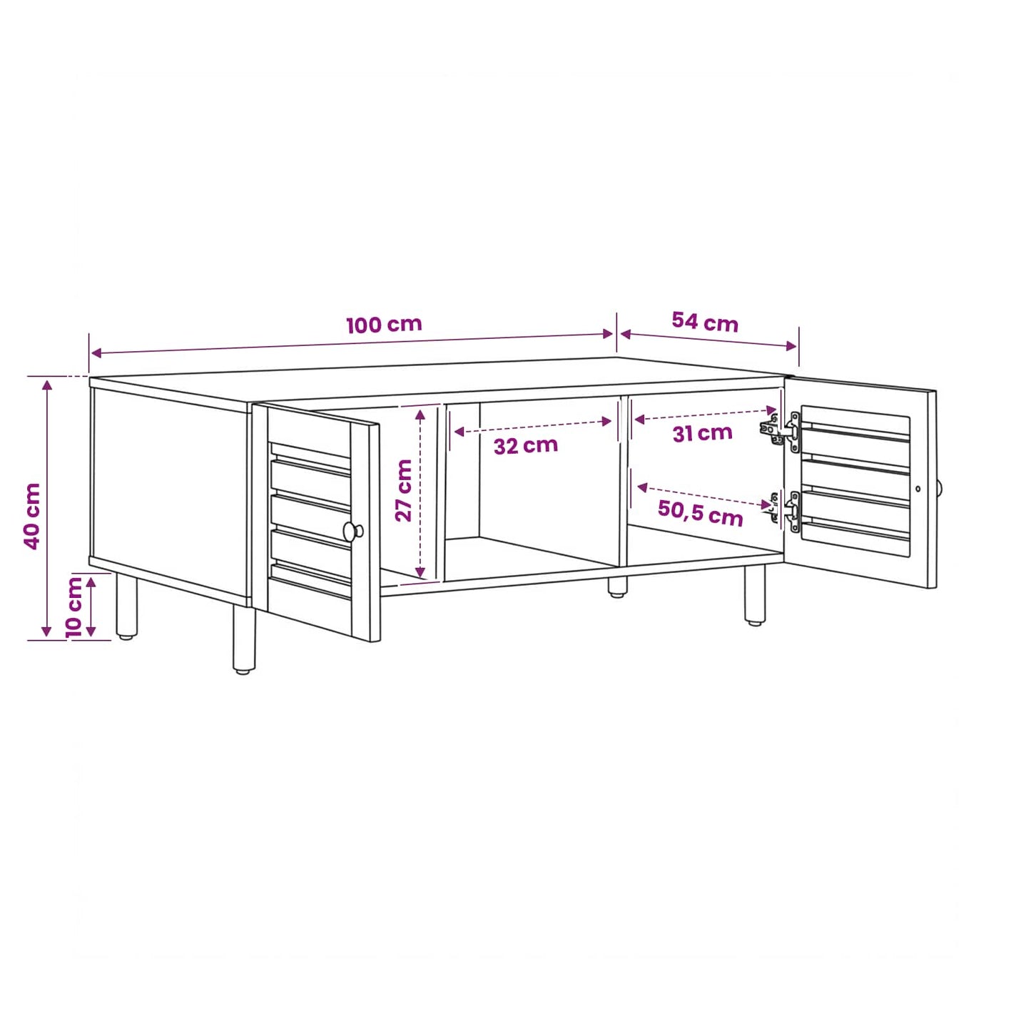 Couchtisch Natur 100 x 54 x 40 cm Massivholz Mango