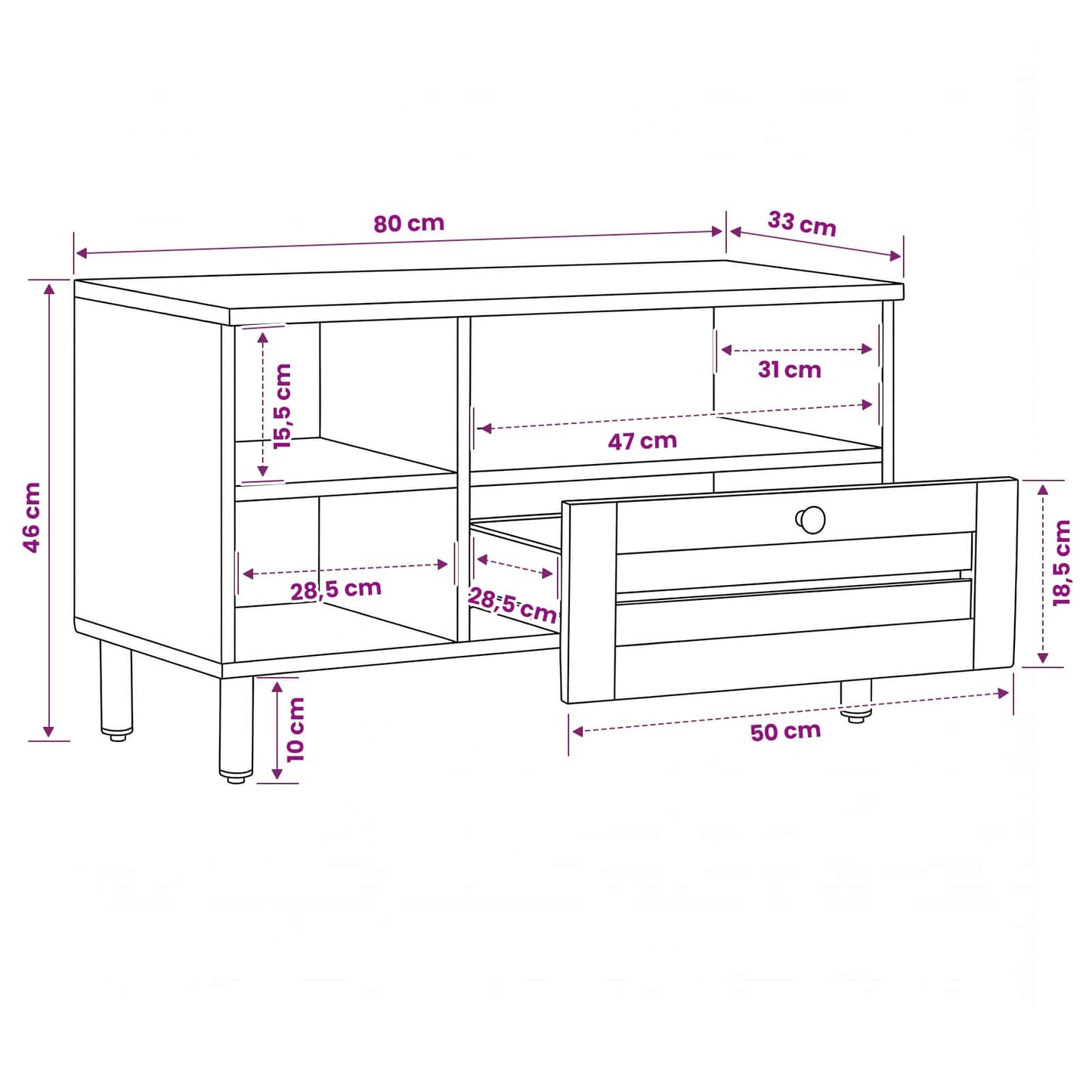 Stauraumschränke Braun 80 x 33,5 x 46 cm Massivholz Mango