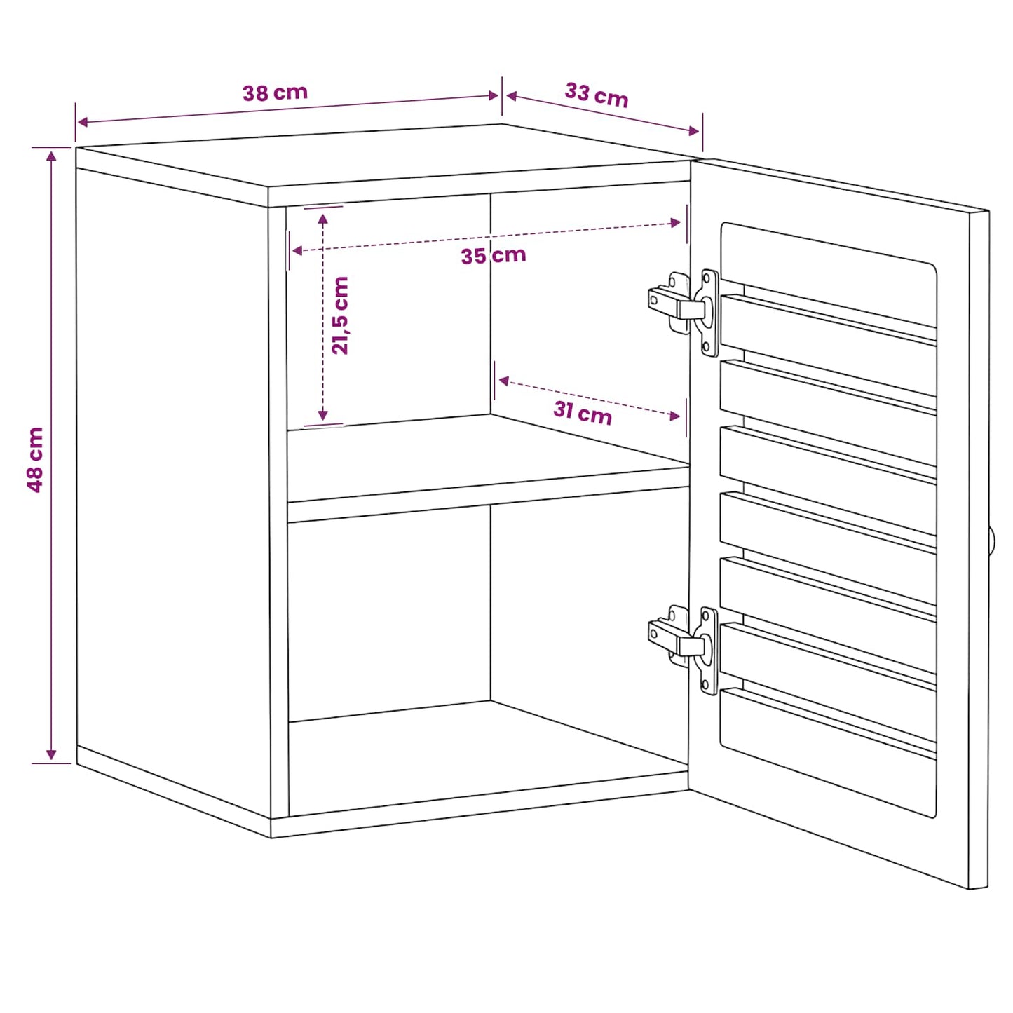 Hängeschrank mit Speicher Braun und Schwarz 38 x 33,5 x 48 cm