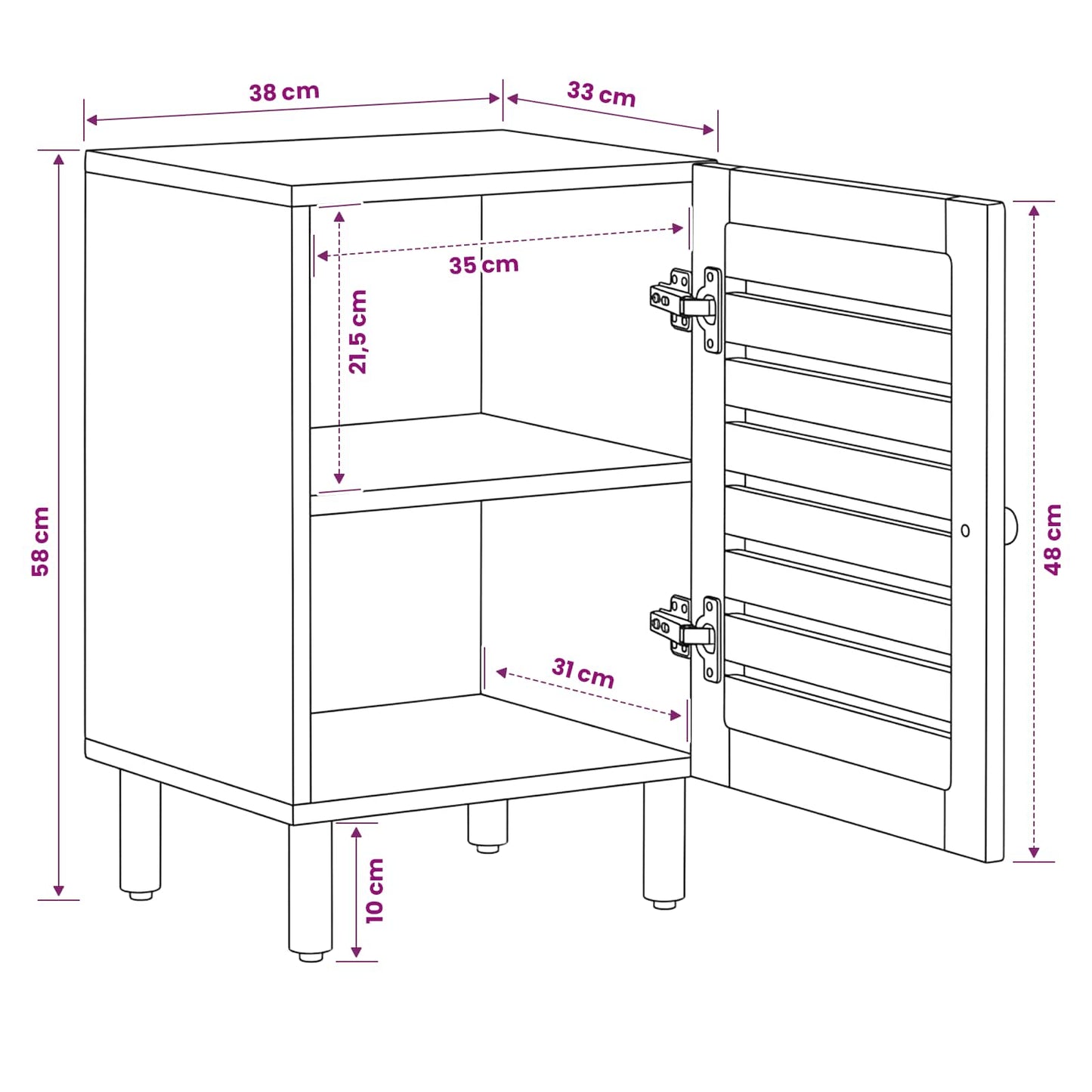 Badezimmerschrank mit Tür Braun und Schwarz 38 x 33,5 x 58 cm
