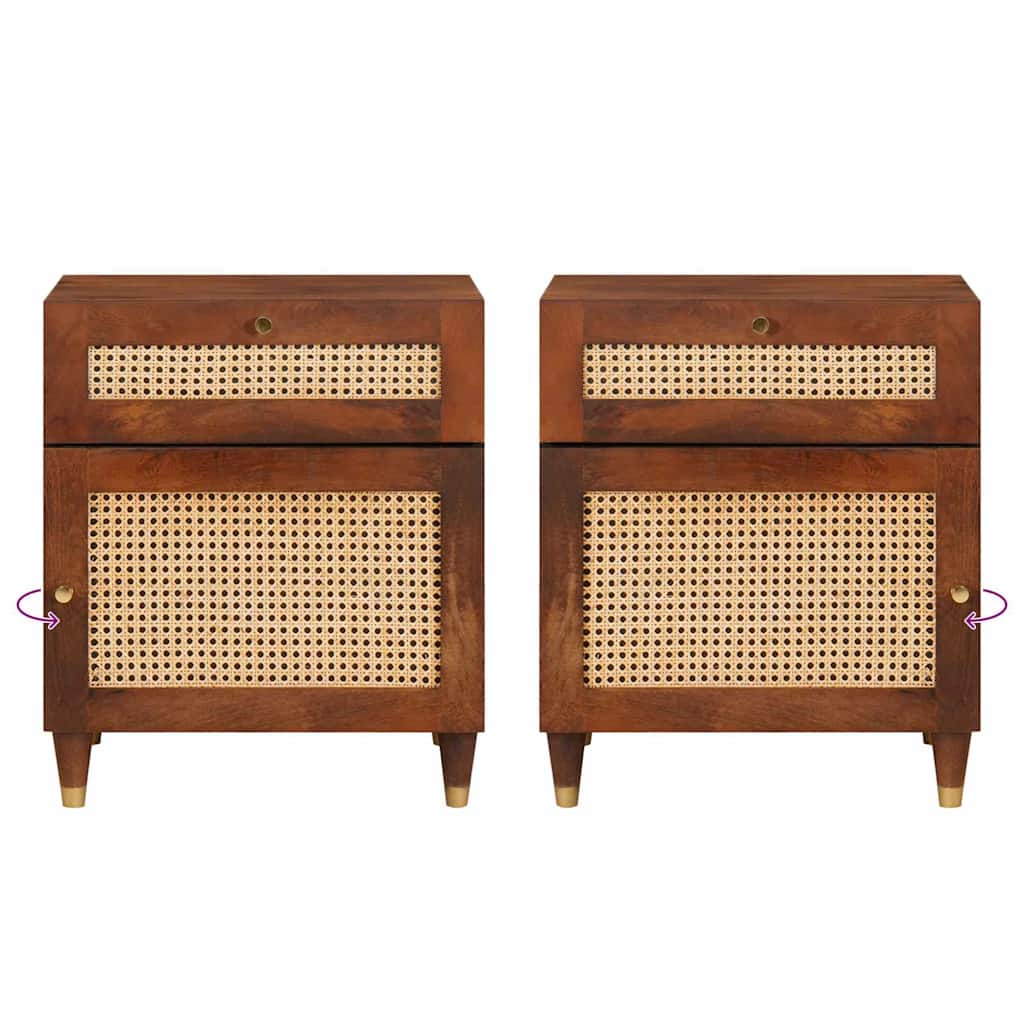 Nachttische Braun 50 x 33 x 60 cm Massivholz Mango