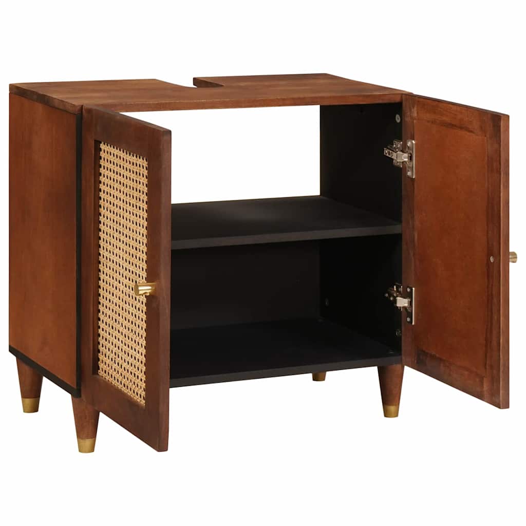 Waschbeckenunterschrank mit Regal mit Tür Braun 62 x 33 x 58 cm
