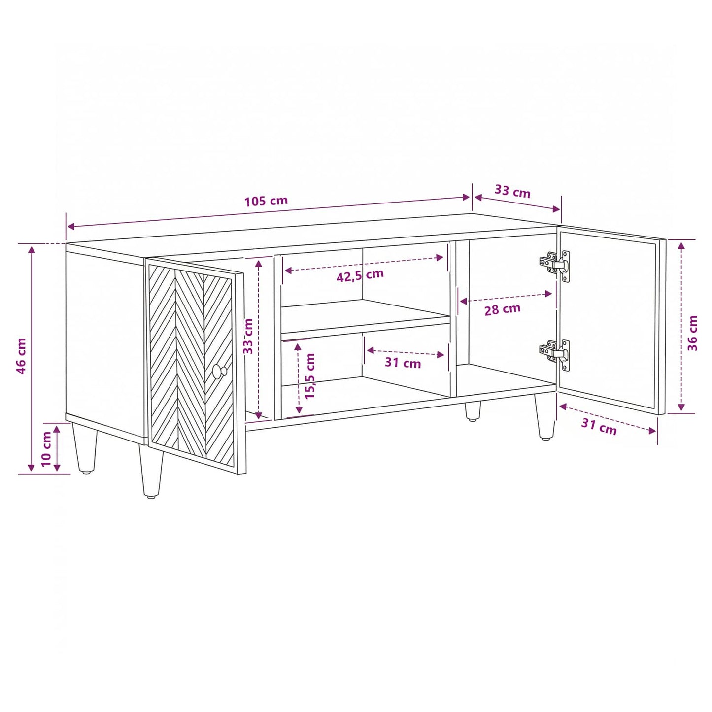 Stauraumschränke Braun 105 x 33,5 x 46 cm Massivholz Mango
