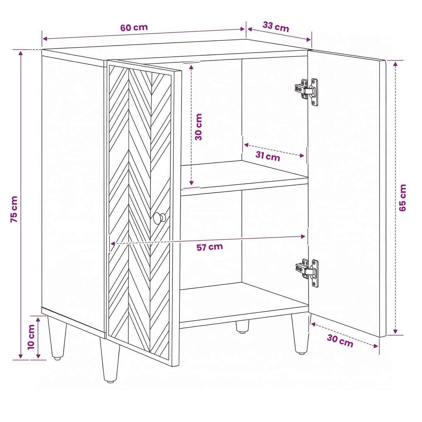 Stauraumschränke Braun 60 x 33,5 x 75 cm Massivholz Mango