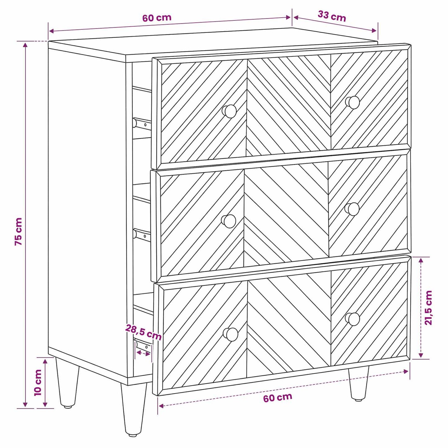 Stauraumschränke Braun 60 x 33,5 x 75 cm Massivholz Mango
