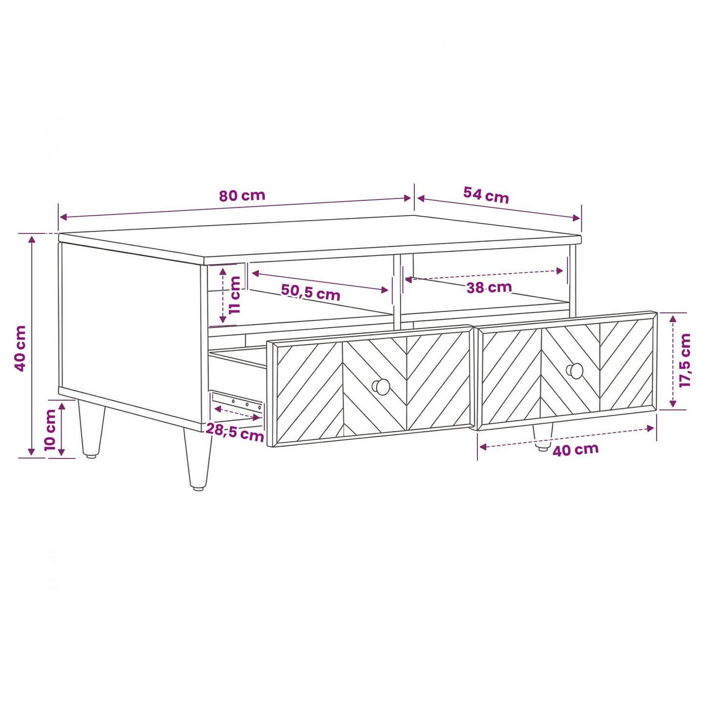 Couchtisch Braun 80 x 54 x 40 cm Massivholz Mango