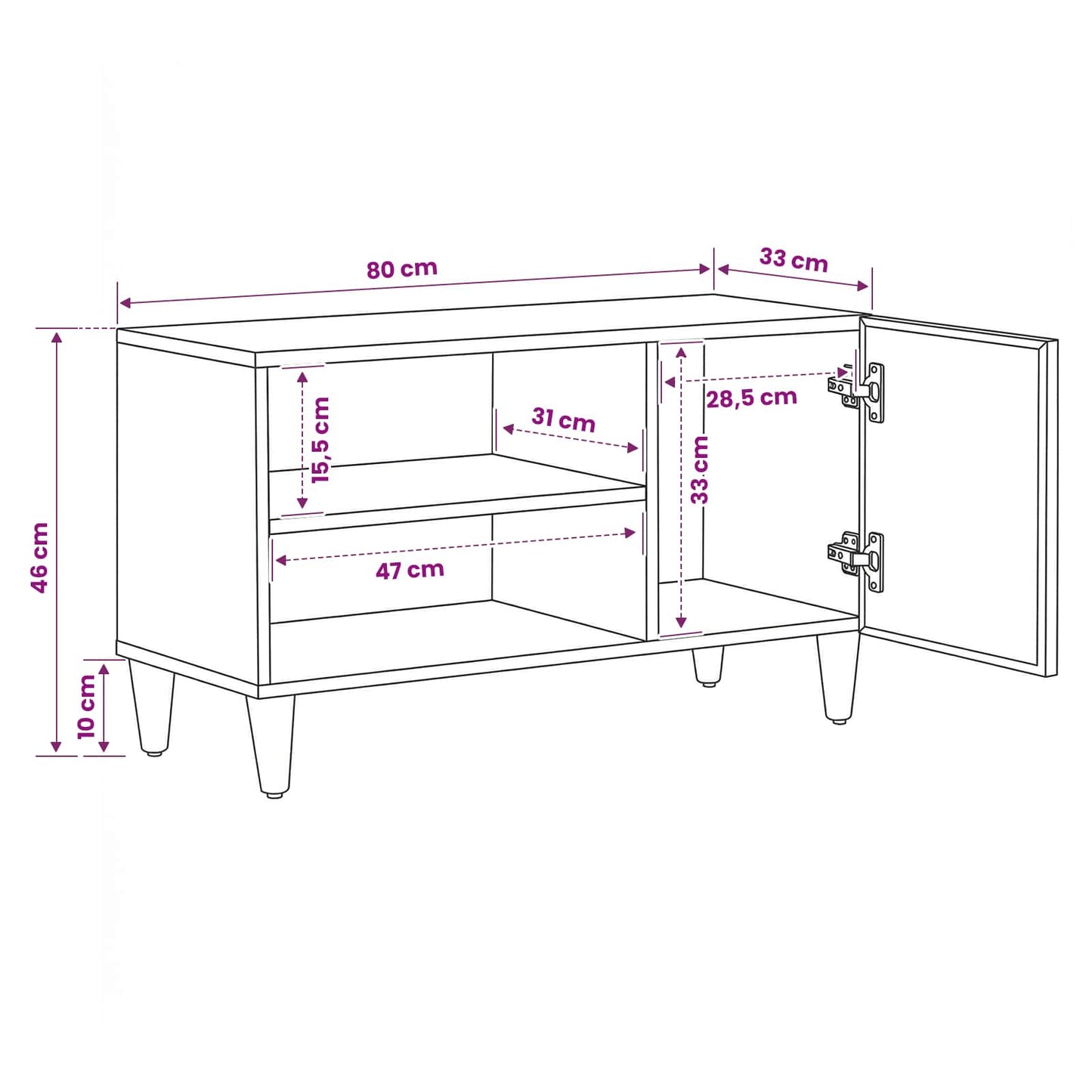 Stauraumschränke Braun 80 x 31,5 x 46 cm Massivholz Mango