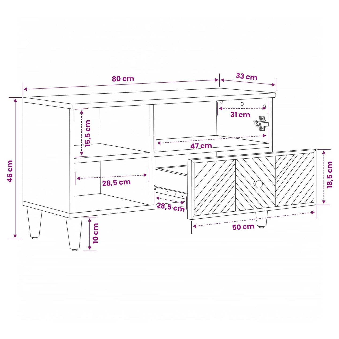 Stauraumschränke Braun 80 x 33,5 x 46 cm Massivholz Mango