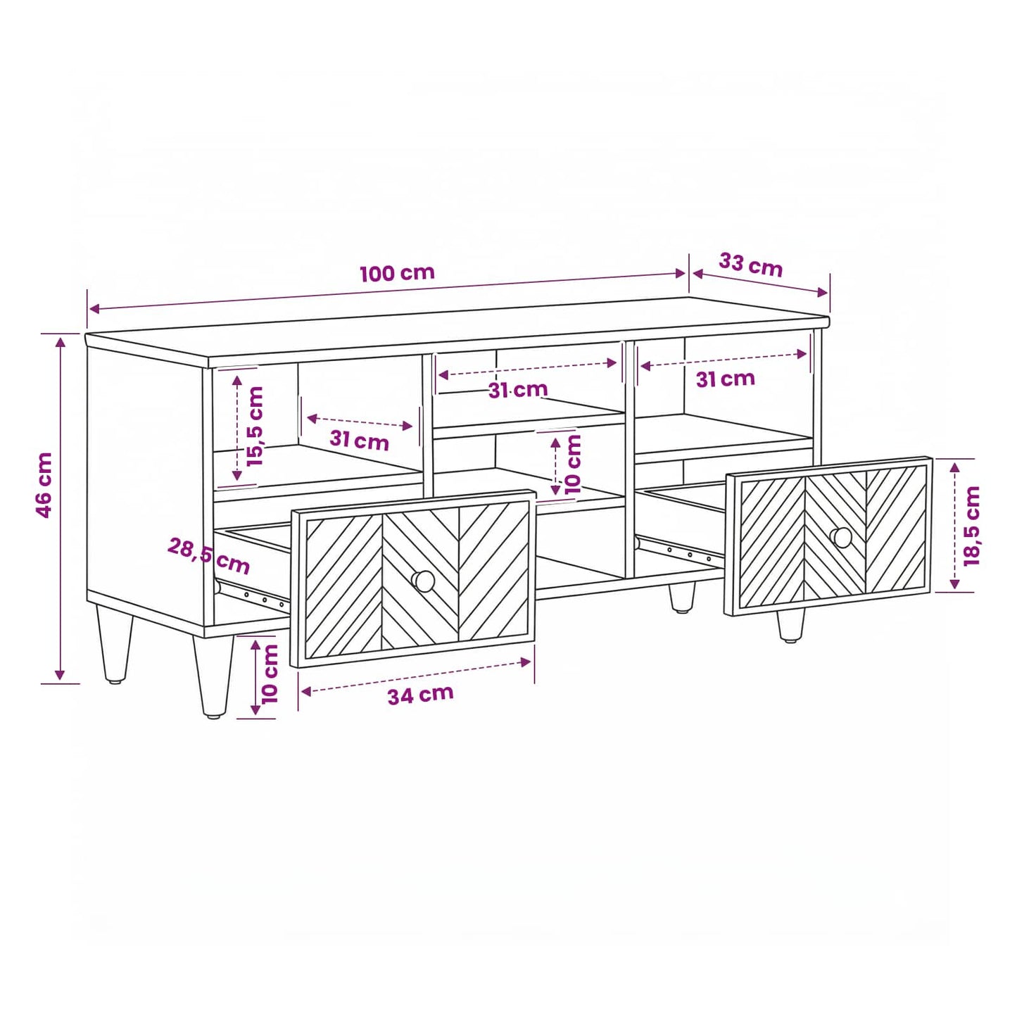 Stauraumschränke Braun 100 x 33,5 x 46 cm Massivholz Mango