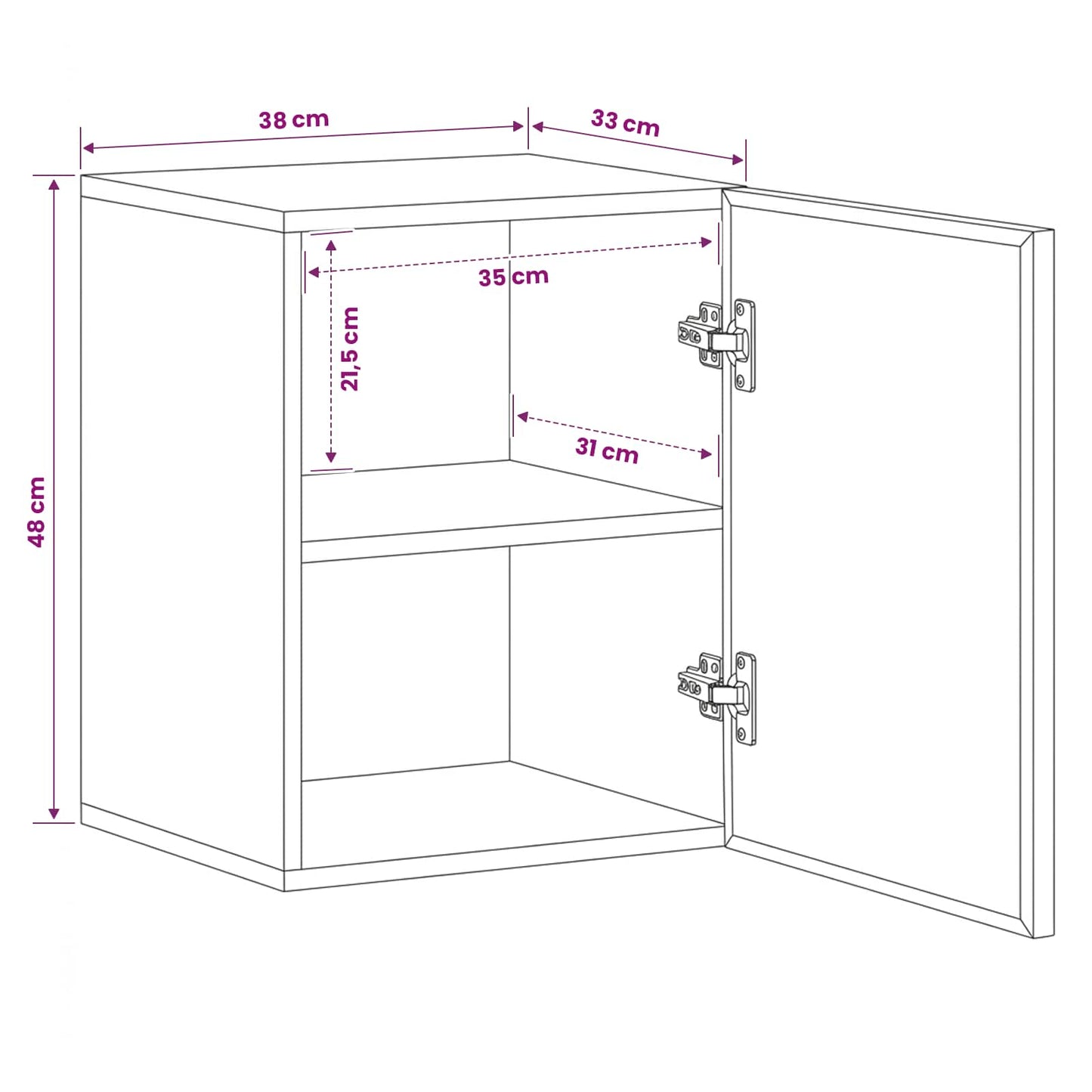 Hängeschrank mit Tür Braun 38 x 33,5 x 48 cm Massivholz Mango