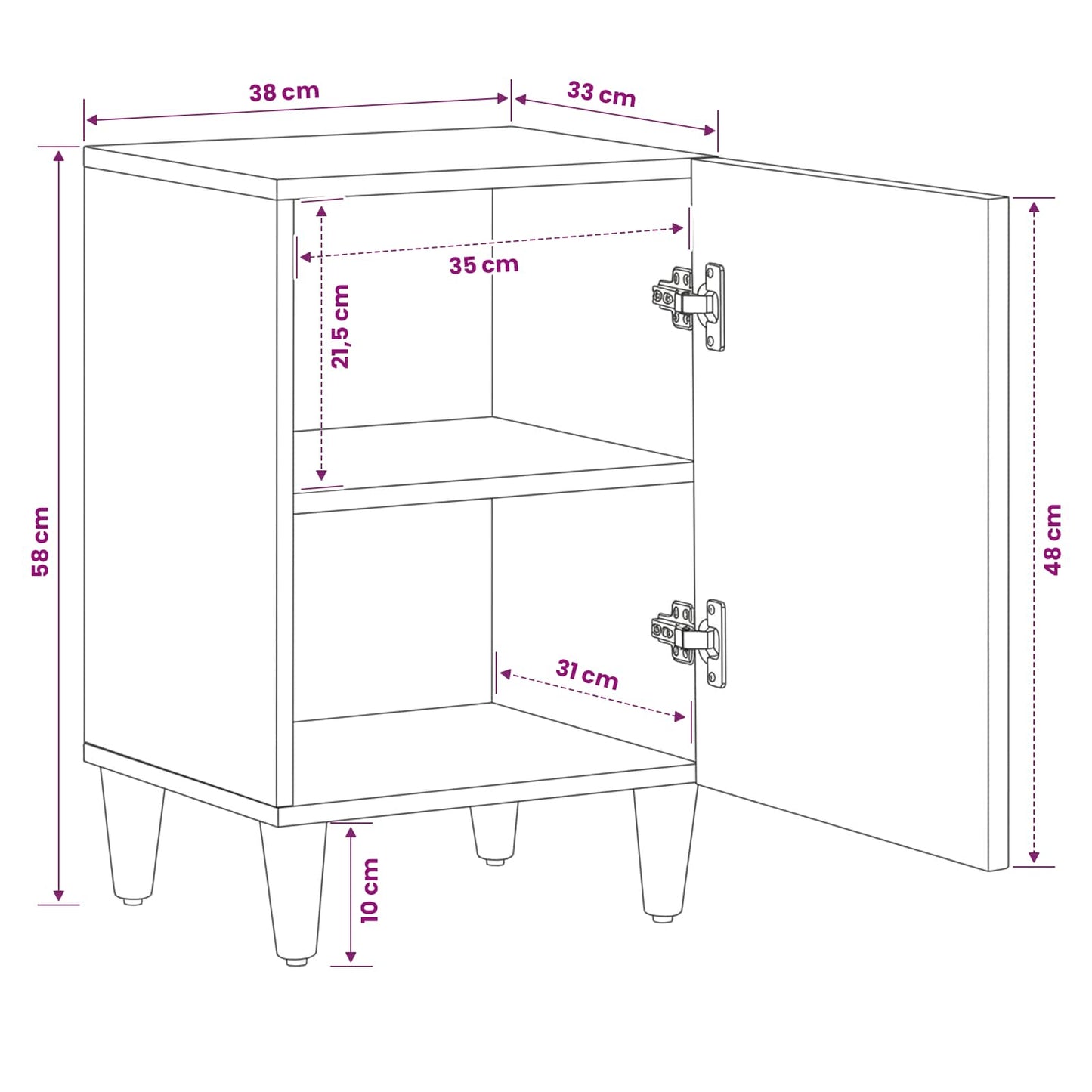 Badezimmerschrank Braun 38 x 33,5 x 58 cm Massivholz Mango
