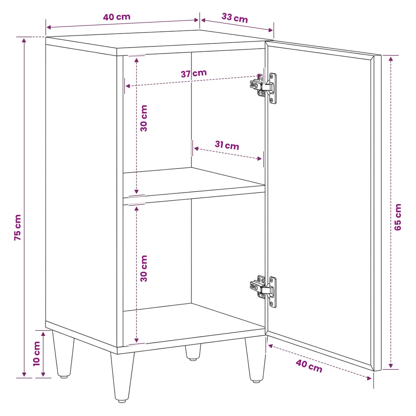 Stauraumschränke Braun 40 x 33,5 x 75 cm Massivholz Mango