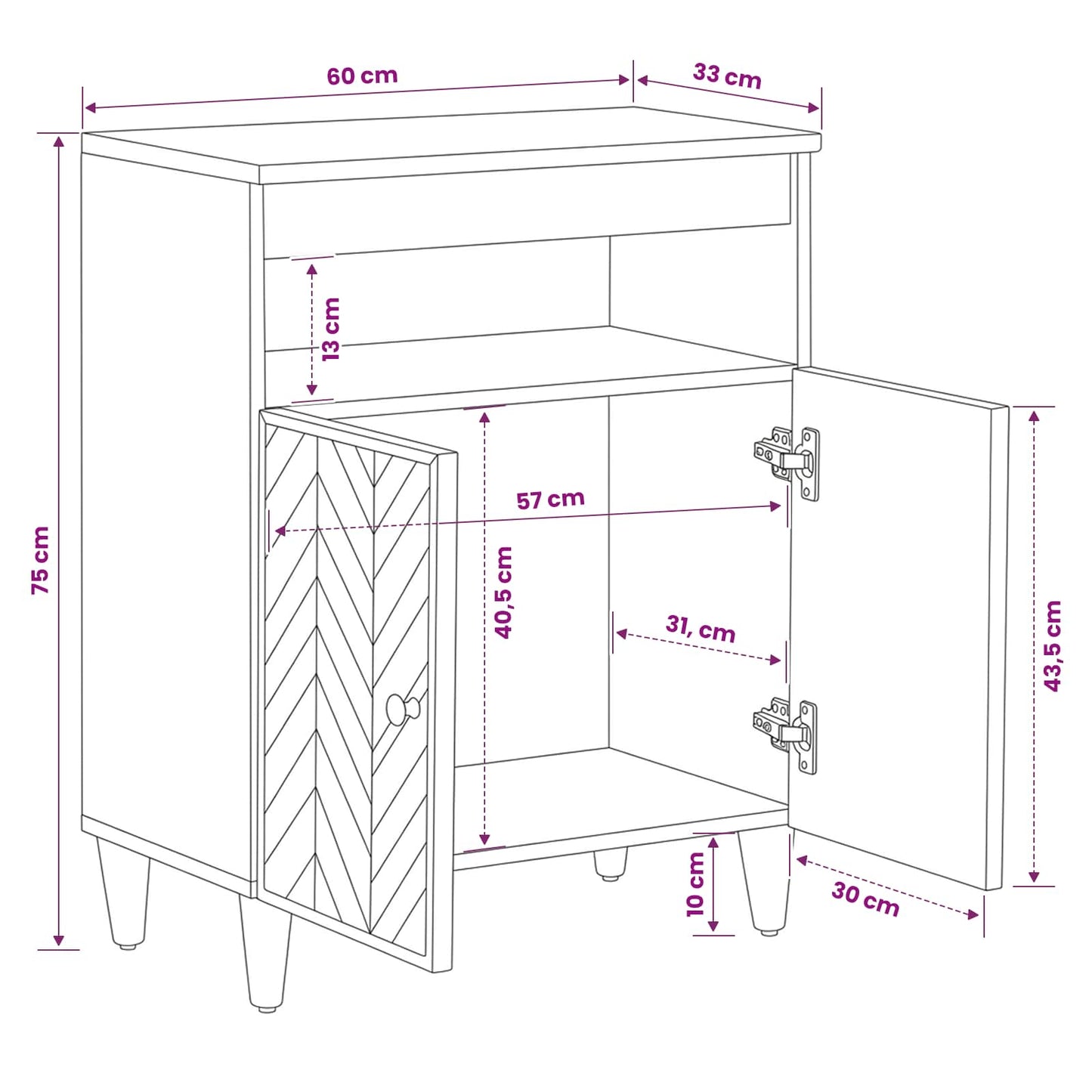 Stauraumschränke Braun 60 x 33,5 x 75 cm Massivholz Mango