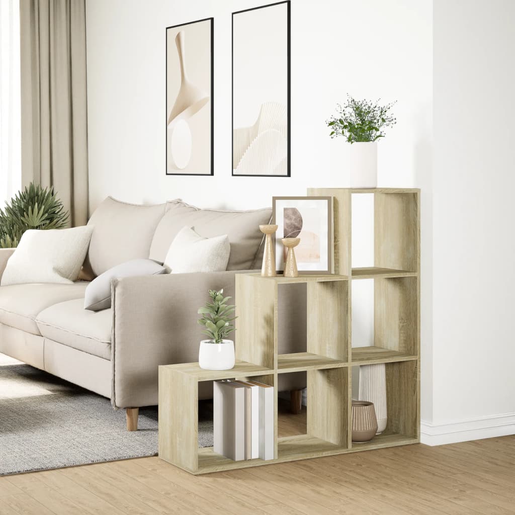 Bibliothèque séparateur de pièce 3 niveaux Chêne Sonoma 99x29x99 cm