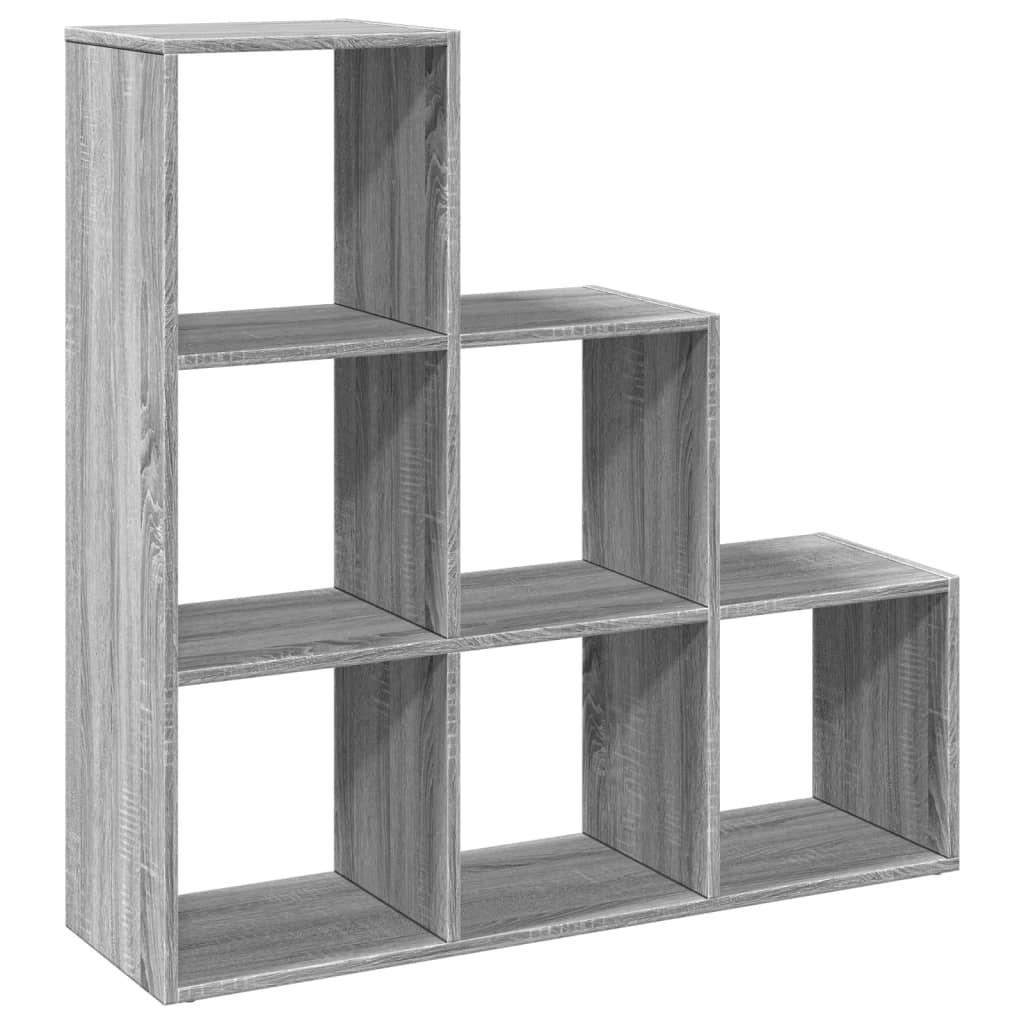 Séparateur de pièce bibliothèque 3 niveaux gris Sonoma 99x29x99 cm