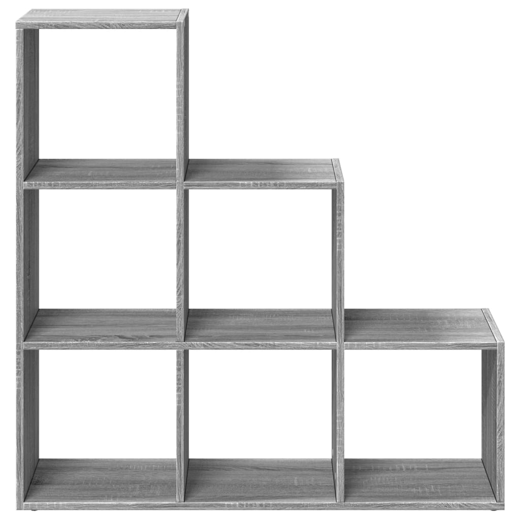 Séparateur de pièce bibliothèque 3 niveaux gris Sonoma 99x29x99 cm