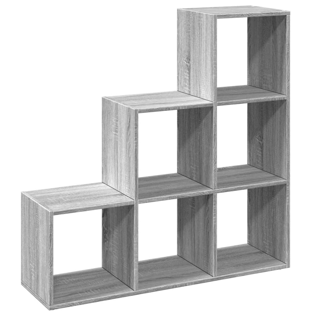 Séparateur de pièce bibliothèque 3 niveaux gris Sonoma 99x29x99 cm