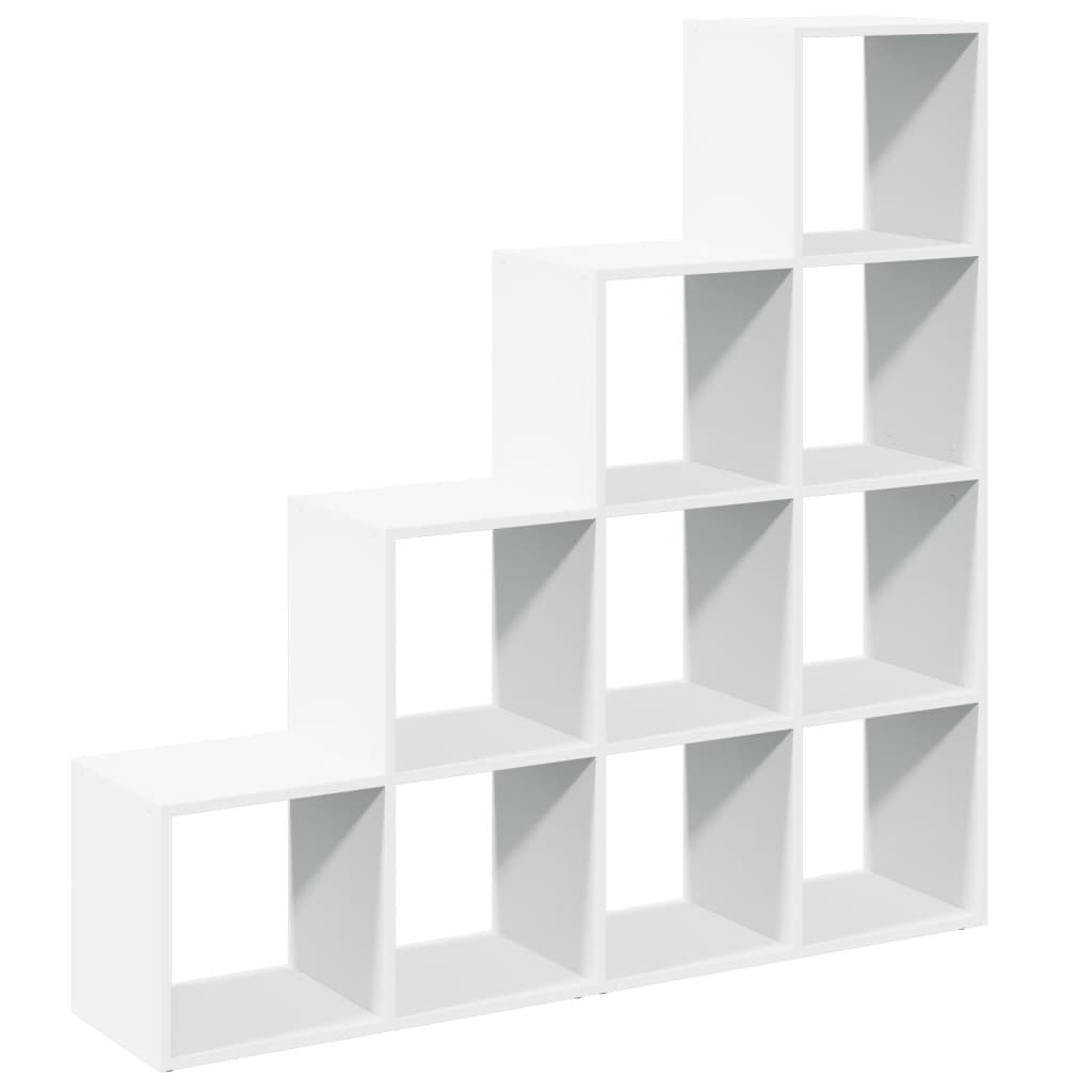 Bibliothèque séparateur de pièce 4 niveaux blanc 131,5x29x131,5 cm