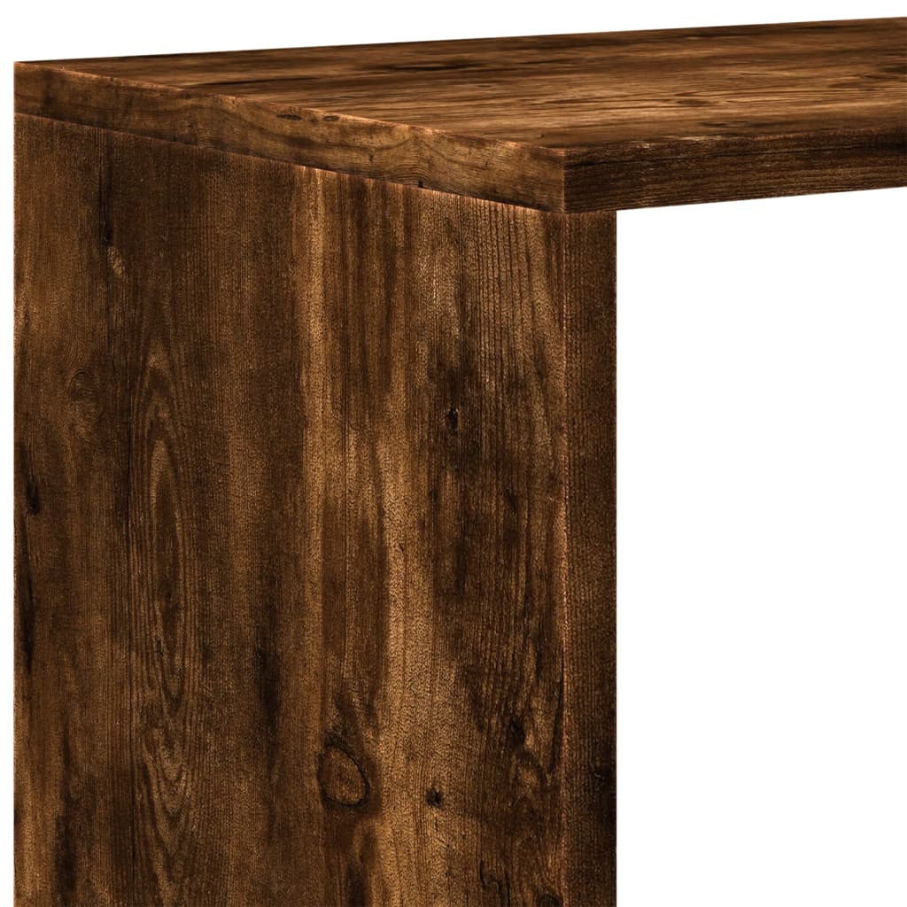 Bibliothèque séparateur de pièce 4 niveaux chêne fumé 131,5x29x131,5 cm