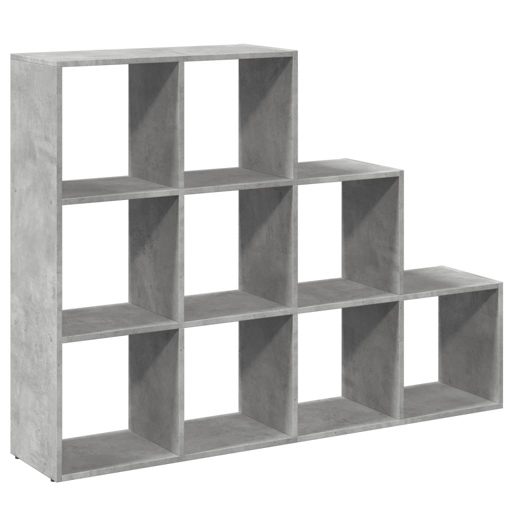 Bibliothèque séparateur de pièce 3 niveaux gris béton 137,5x29x103,5 cm