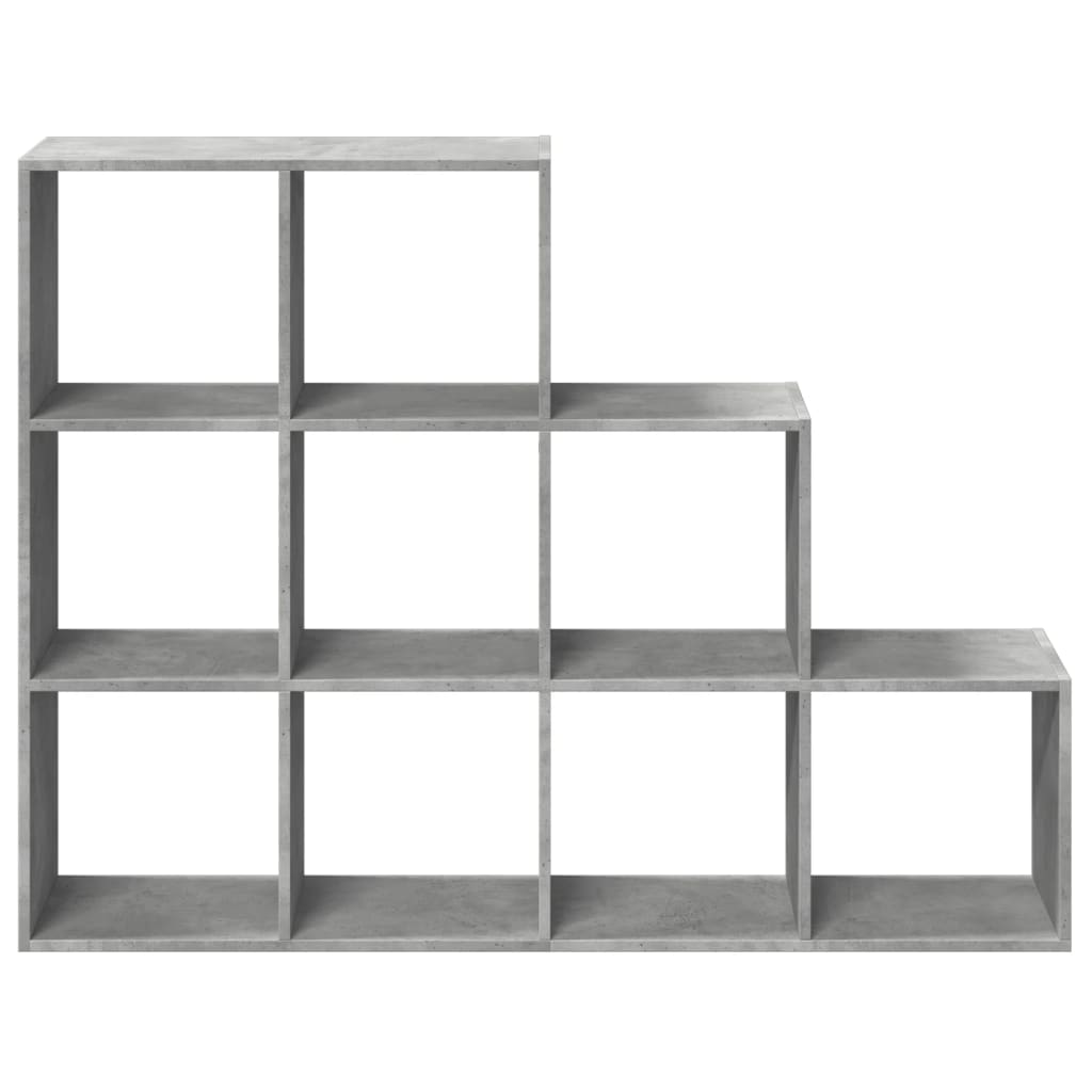 Bibliothèque séparateur de pièce 3 niveaux gris béton 137,5x29x103,5 cm